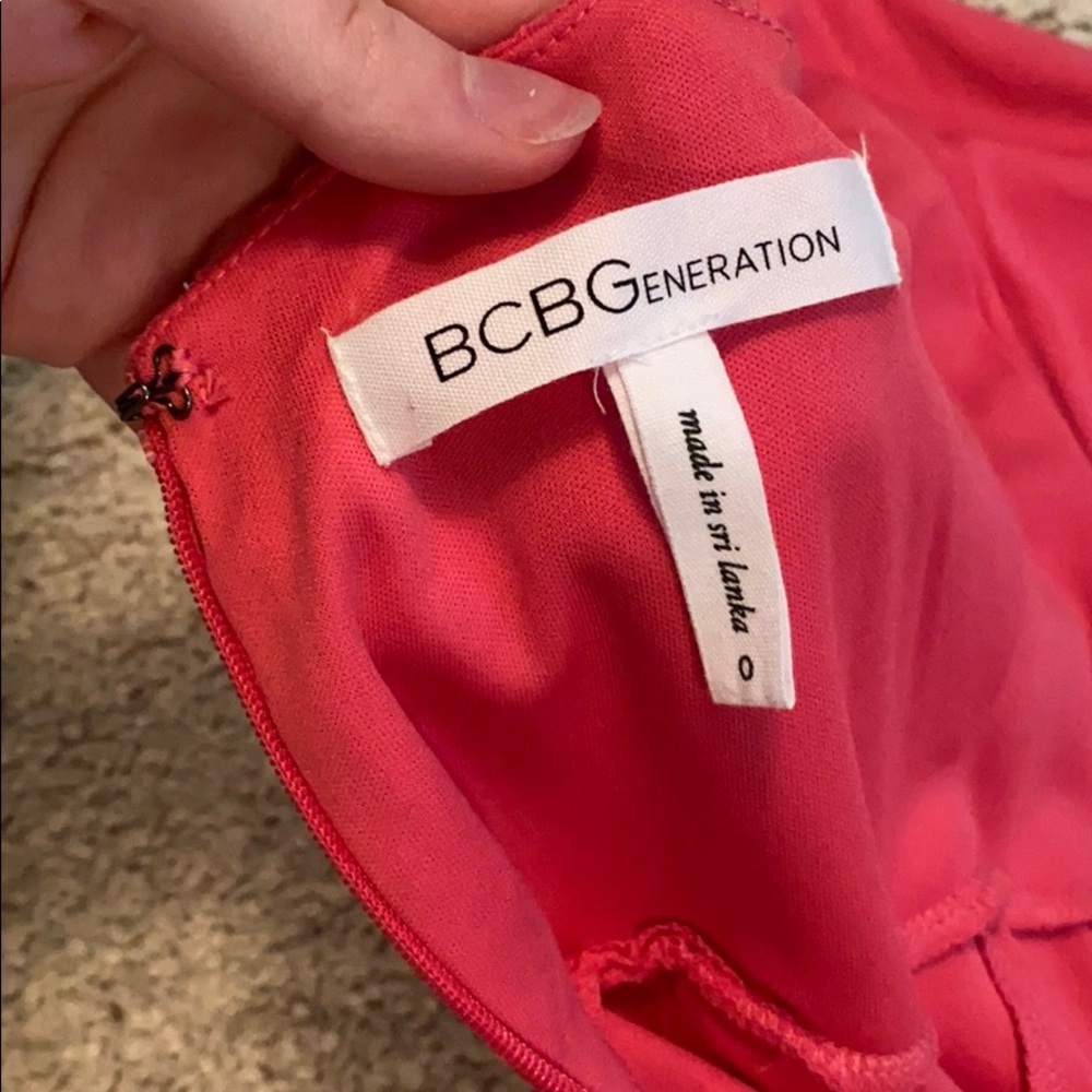 BCBG Hot Pink Lace Wrap Thigh Slit Dress - Picture 6 of 8